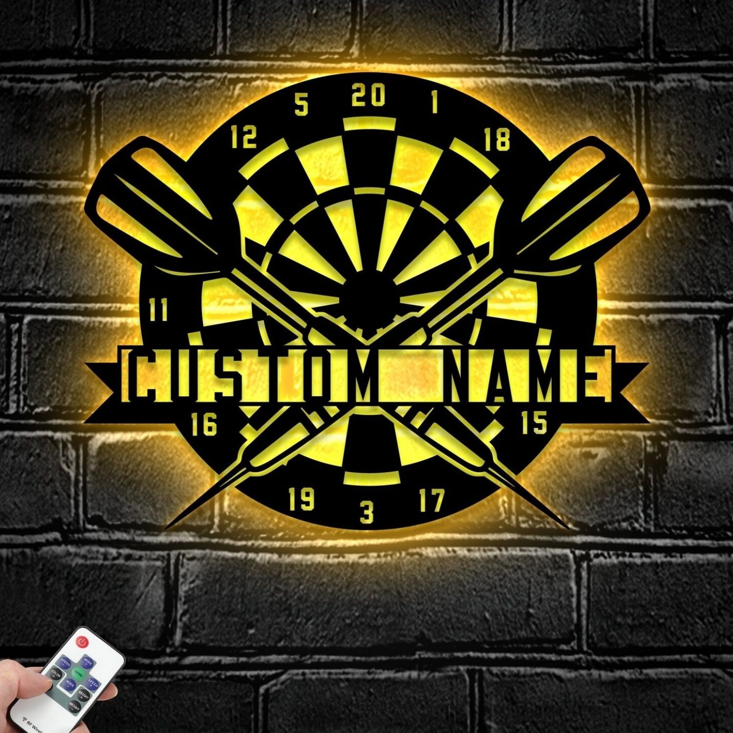 Personalized Dartboard Dart Metal Sign With LED, Custom Dart Gamer Name Decor