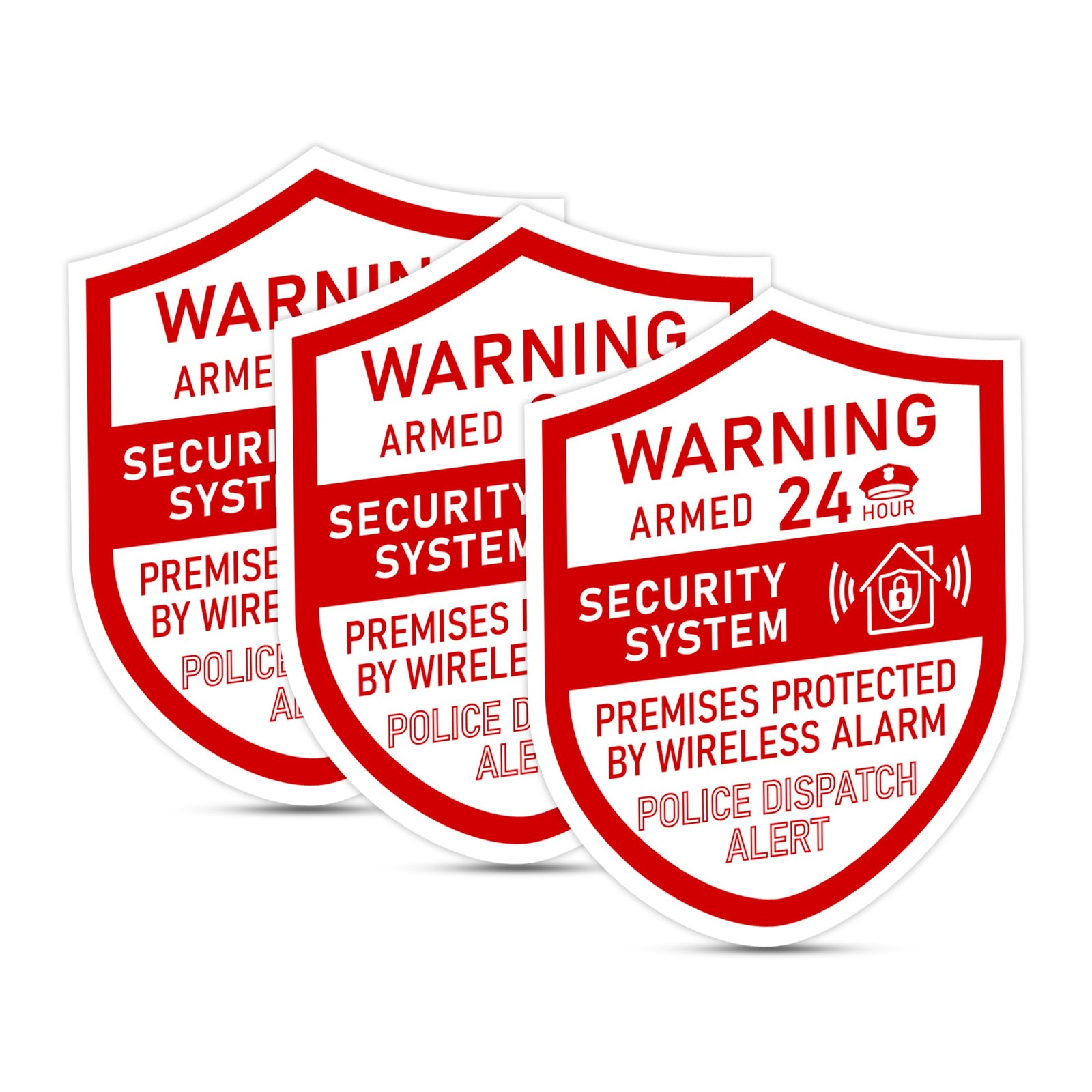 3PCS Security Alarm System Sign for 2.36IN, Red Warning 02