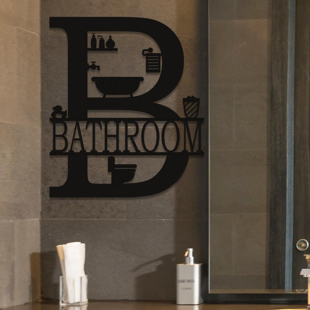 Metal Bathroom Wall Decor, Farmhouse Metal Bathroom Wall Art, Funny