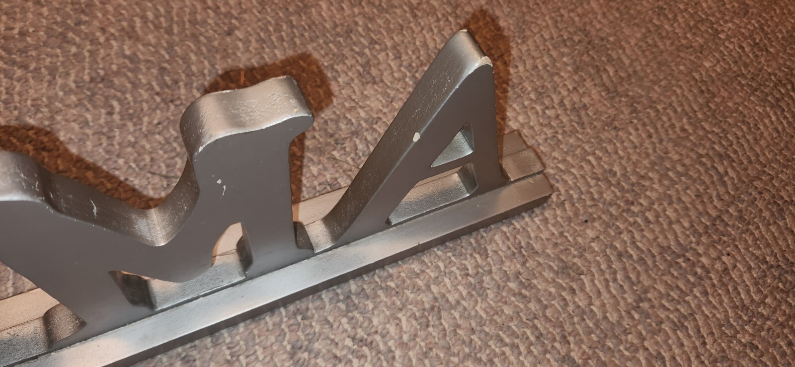 Wood Free Standing Amore Sign Gray Plaque 27.5 Inches Long Love Dispaly