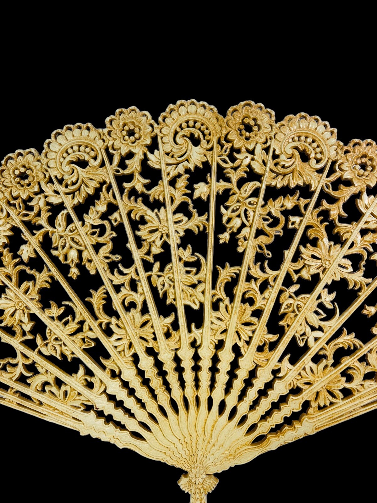 Vtg Large Burwood Prod. Syroco Plastic Wall Hanging Oriental Fan Decor USA Made
