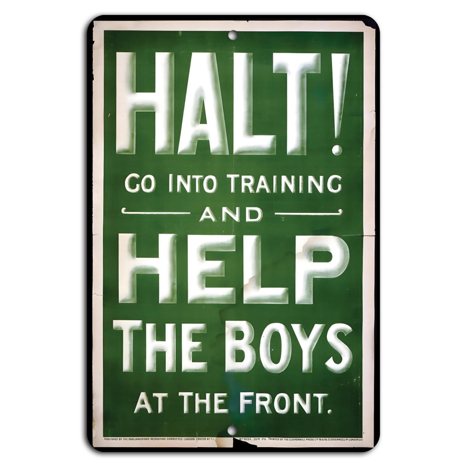 Military Support Sign Aluminum Vintage Vertical 8×12 WWII Decorative