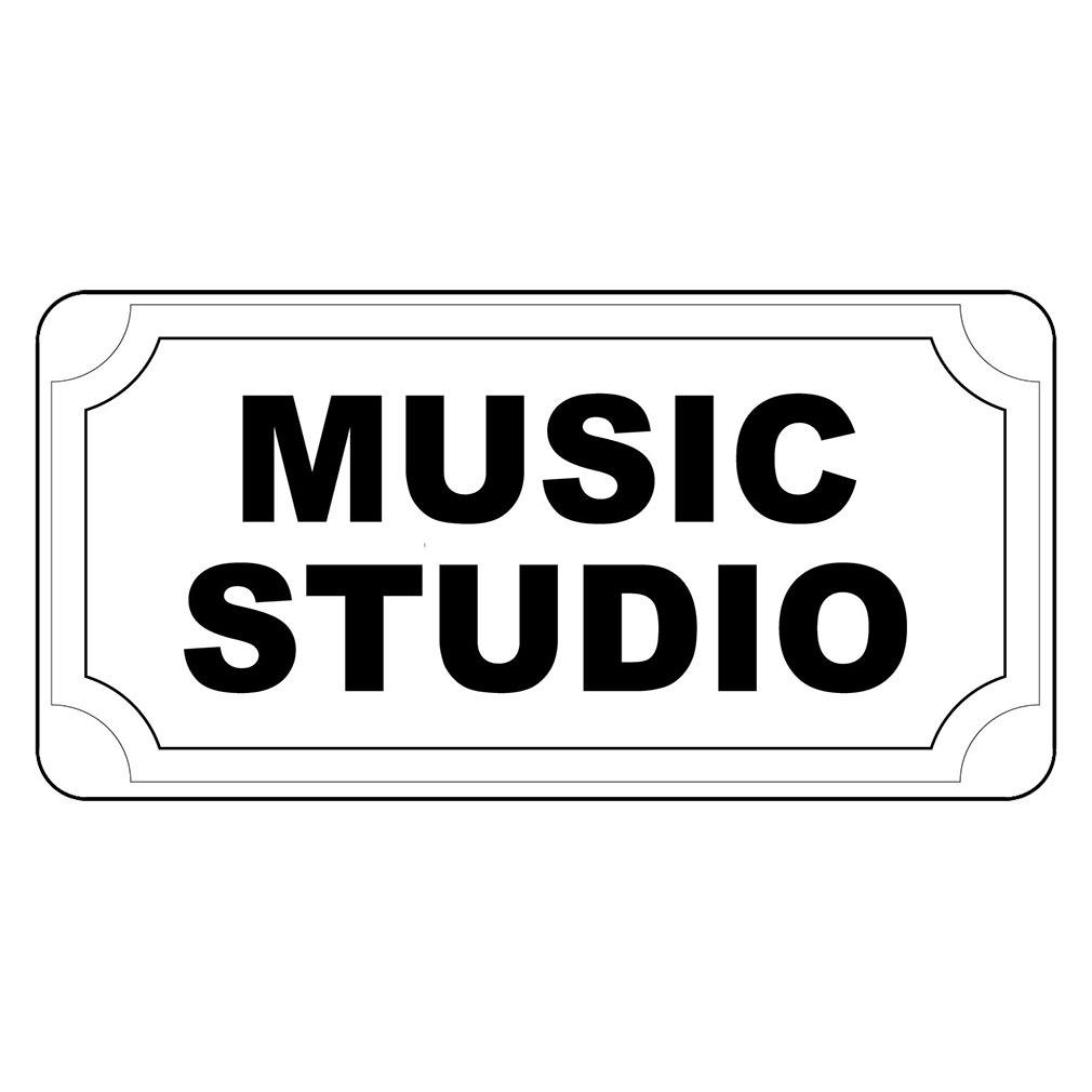 Music Studio Black Retro Vintage Style Metal Sign – 8 In X 12 In With Holes