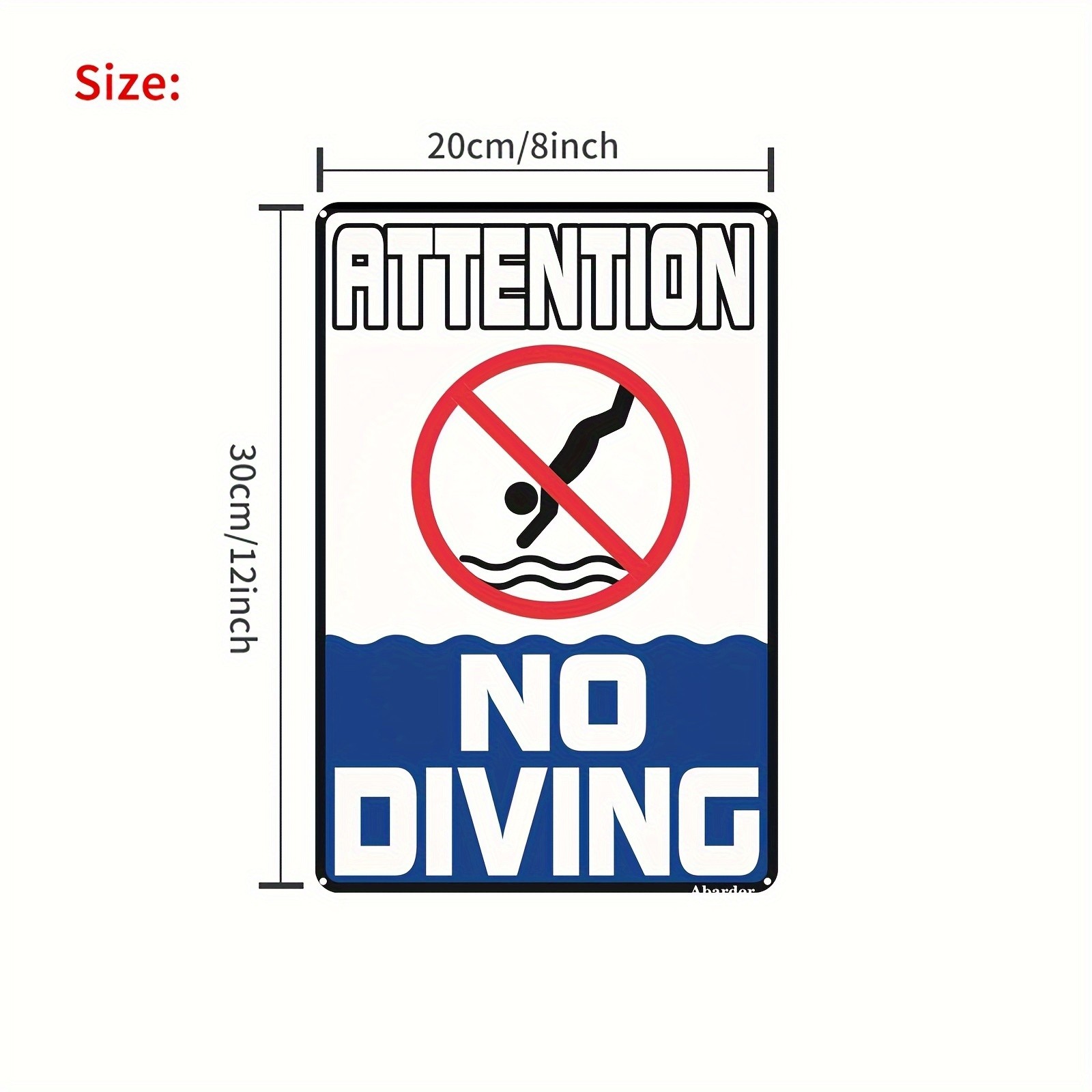 Retro Pool Safety Sign 30.48×20.32 cm White/Green/Yellow/Black Iron