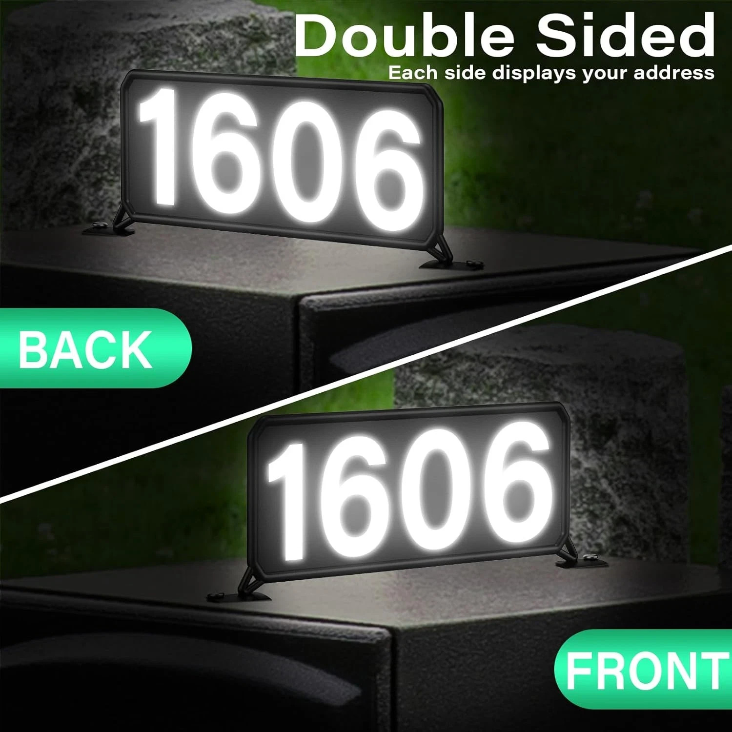 Metal Mailbox Address Plaques – Reflective House Number Plaque for Outside, Doub