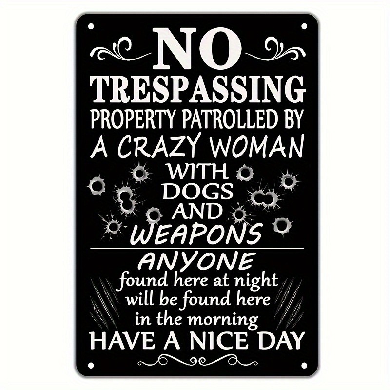 Beware of Dog Metal Sign Private Property Warning