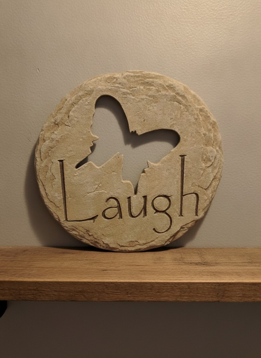 11″ Round Butterfly Cut-Out Stone Wall Plaque – Laugh Etched Garden Decor