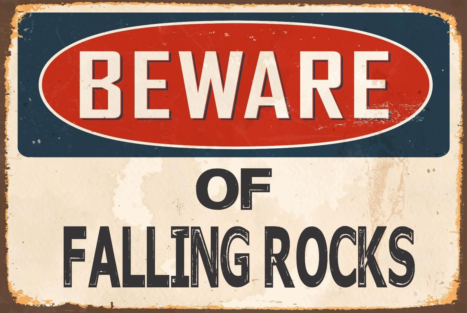 Aluminum Danger Sign Sticker Tiger Beware Of Falling Rocks 8×12 Funny Metal