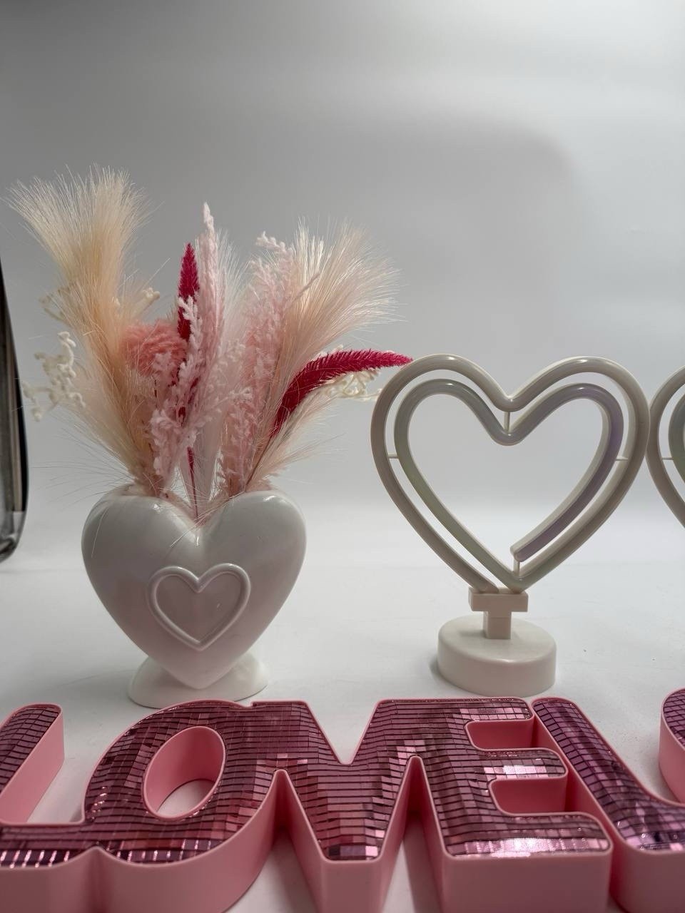 LED Heart Light Decor Set LOVE Sign Vase Valentine Romantic Lot