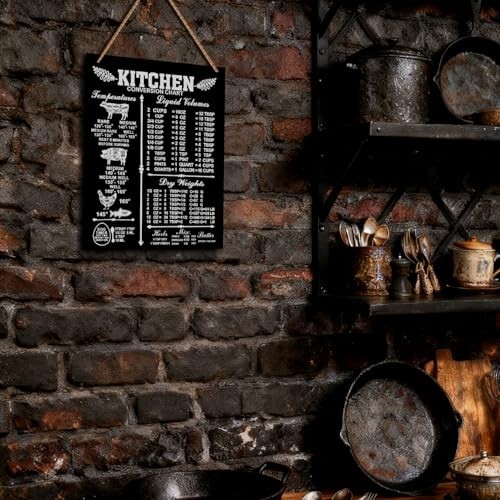 Kitchen Measurement Conversions Chart – Wooden Wall Art Sign, 8×10 Inches, Home