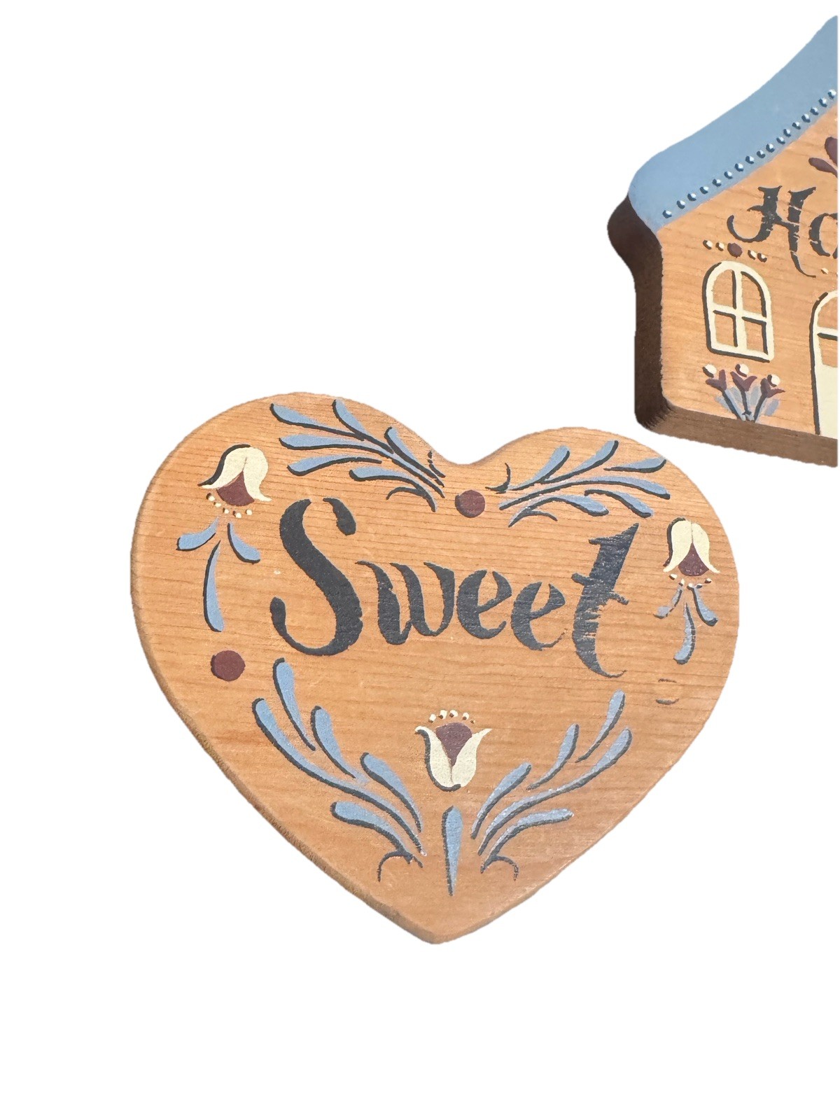 Home Sweet Home Hand-Painted Wooden Wall Decor Set Cottage Core Vintage