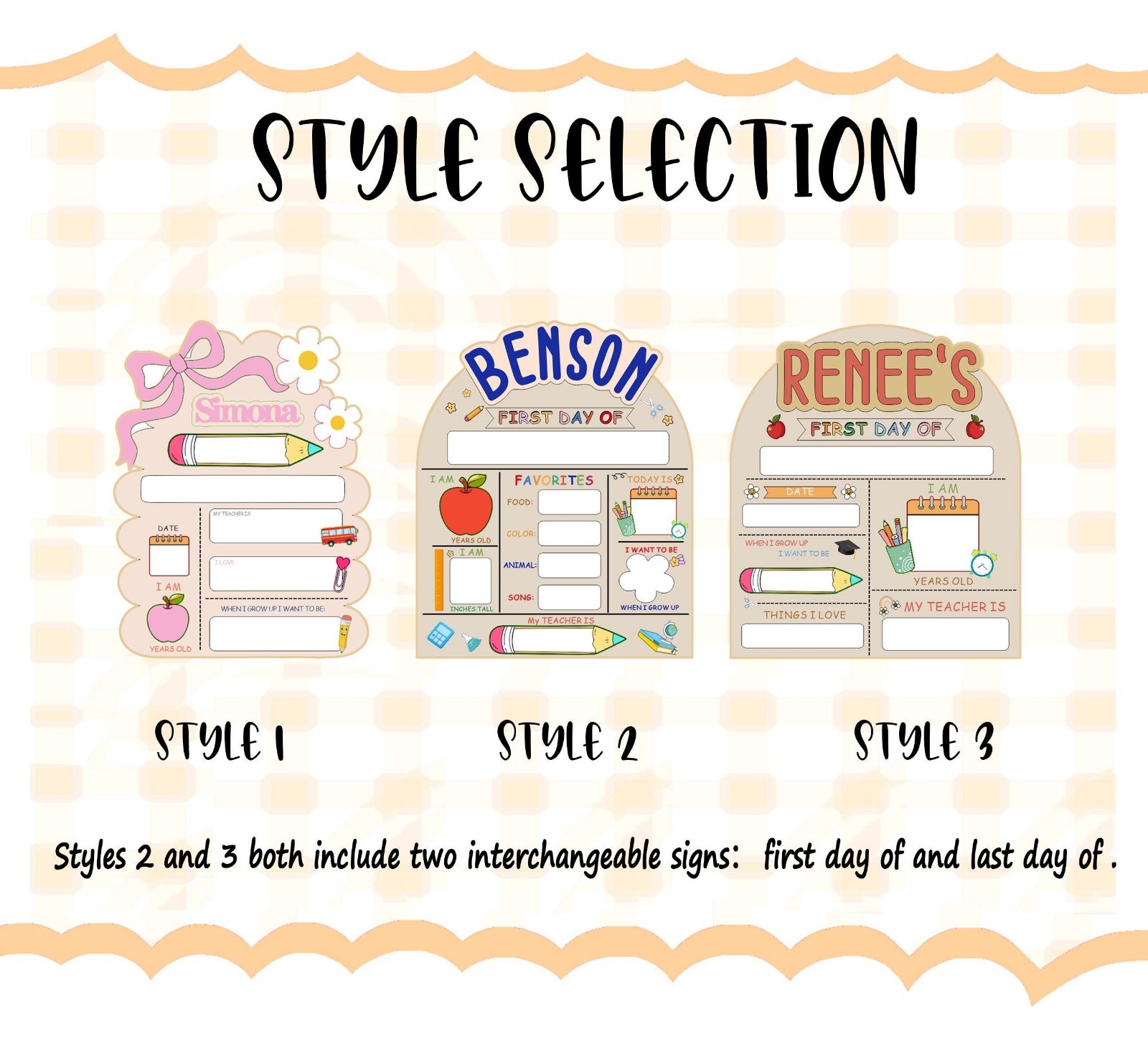 Personalized First & Last Day School Board Kindy Grade Sign