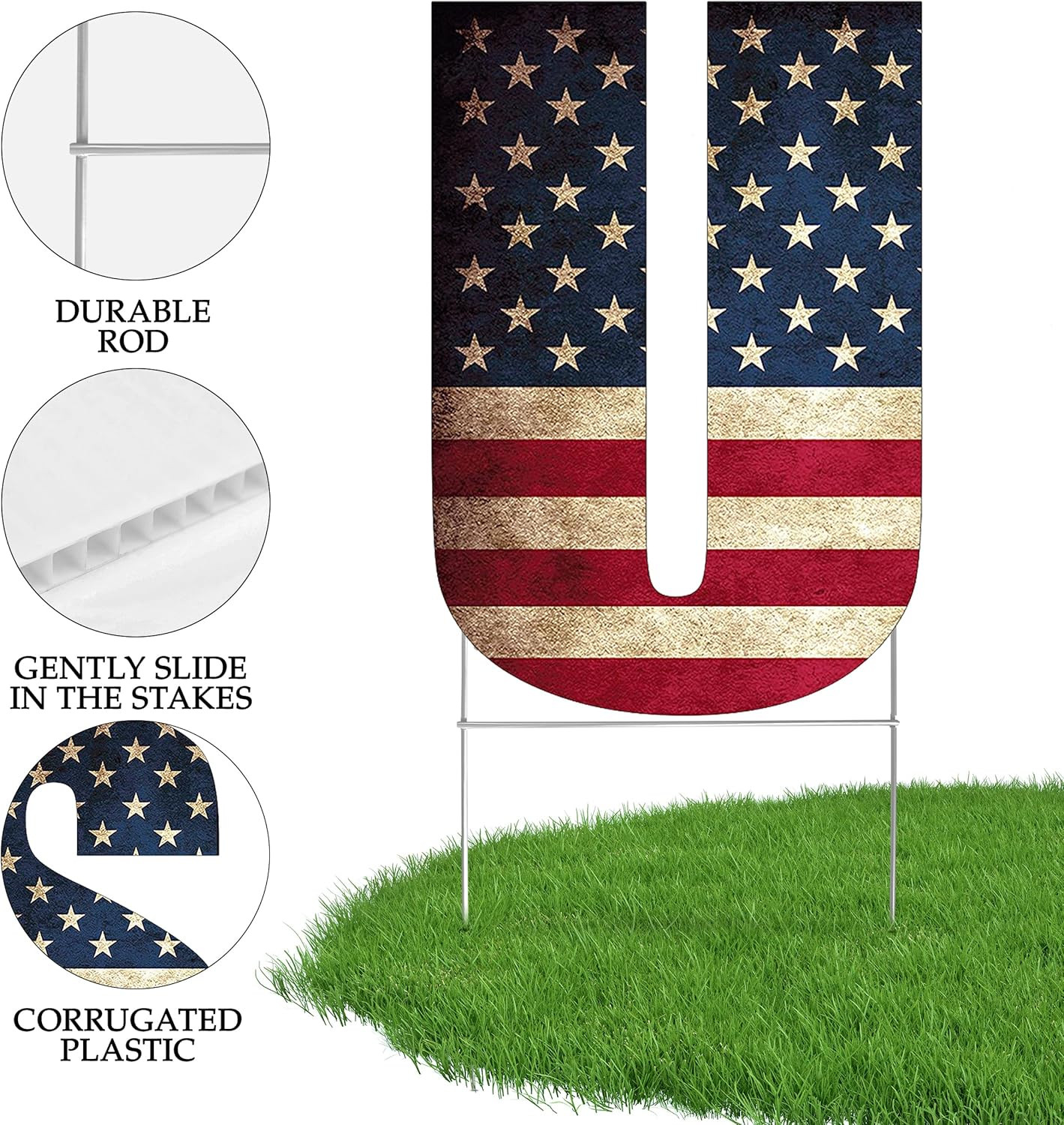 Rustic Large USA United States of America Patriotic Flag Yard Sign Home Decor La