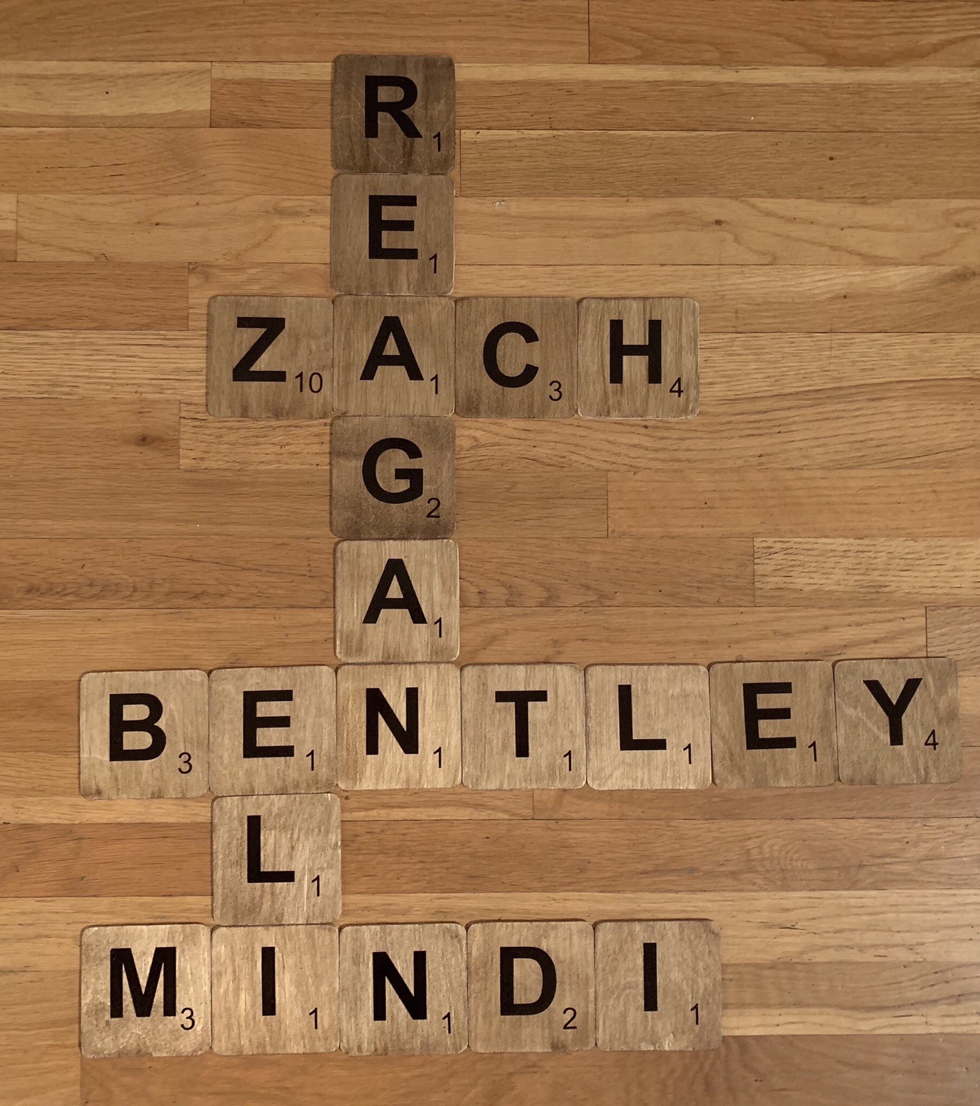 PERSONALIZED HAND CUT LARGE WALL ART SCRABBLE TILES – FINISHED WOOD 4in x 4in