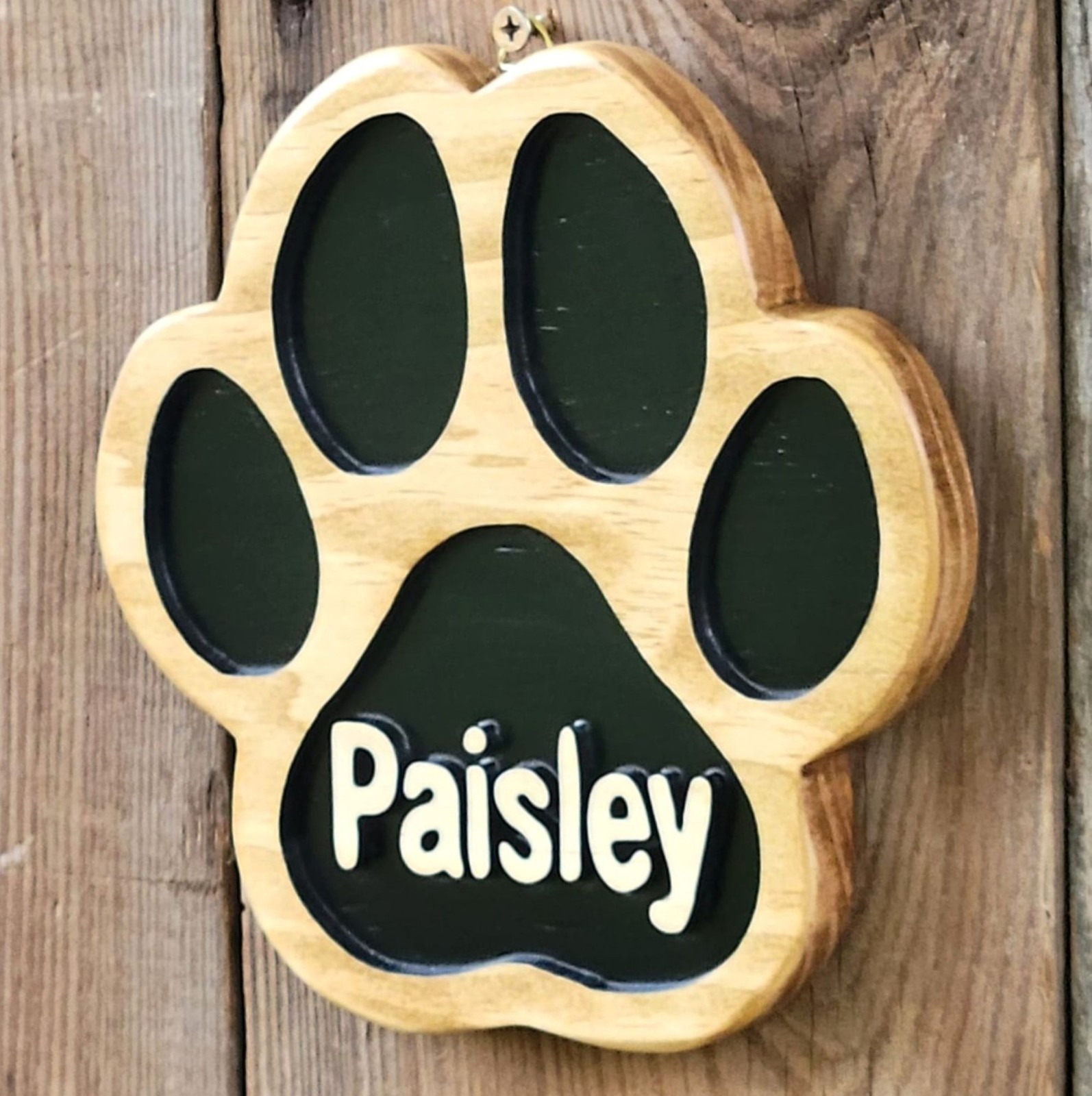 Personalized Dog or Cat Paw Print Hand Carved Wooden Sign Crate Carrier Decor