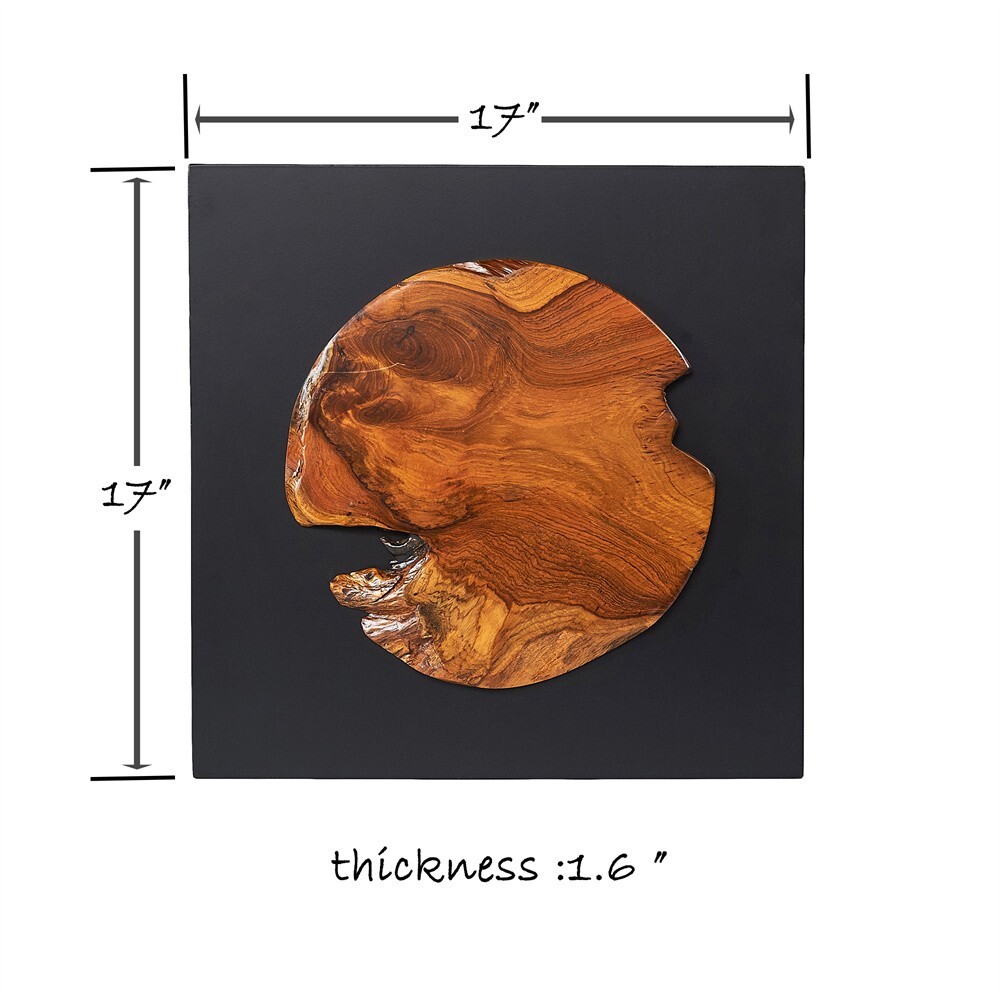 Rustic Teak Wood Wall Decor 17”x 17” Farmhouse Live Edge Wall Art Decor Gifts