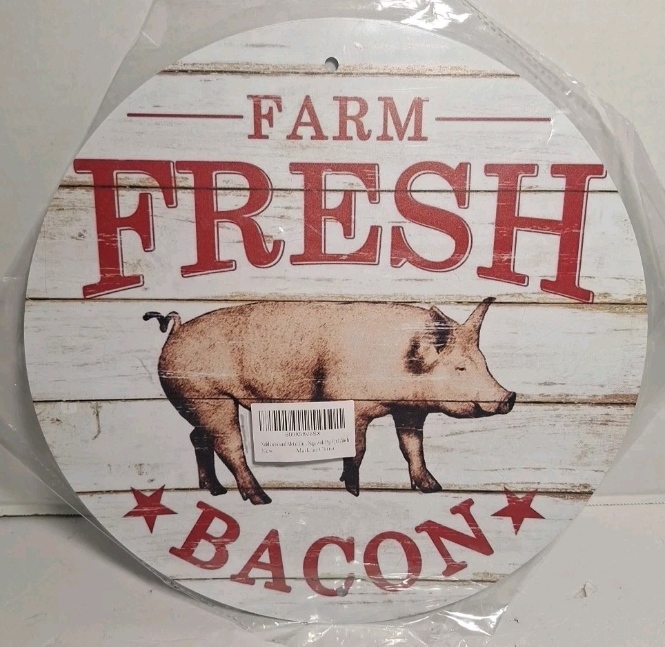 Farm Fresh Bacon Pig Metal Tin Metal Sign Decor 11″1/2 X 11″” 1/2 New Sealed