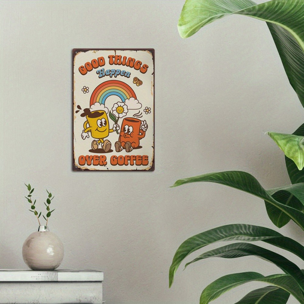 One piece of hippie quote Vintage painting card,Good Things Happ Tin Metal Signs