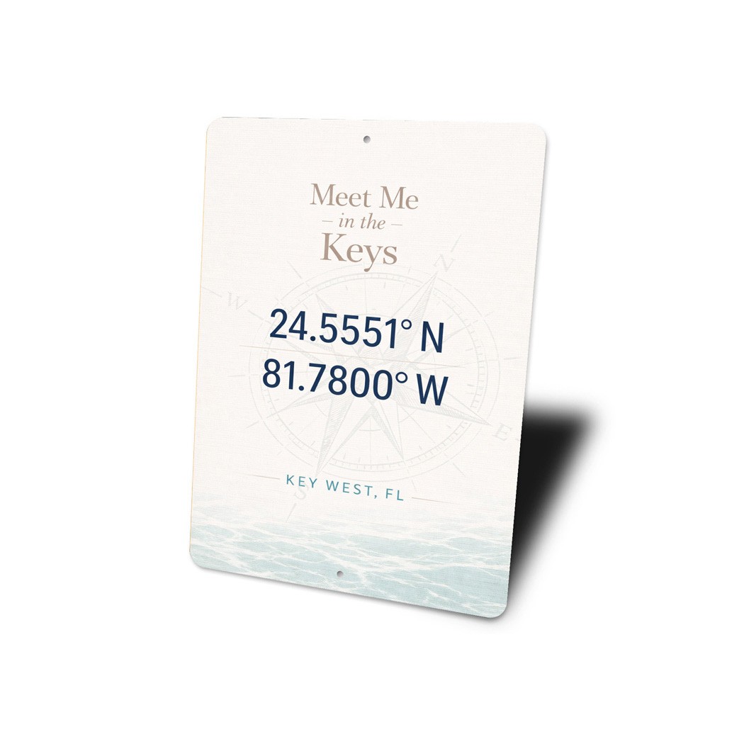Meet Me In The Keys Key West Florida Coordinates Sign