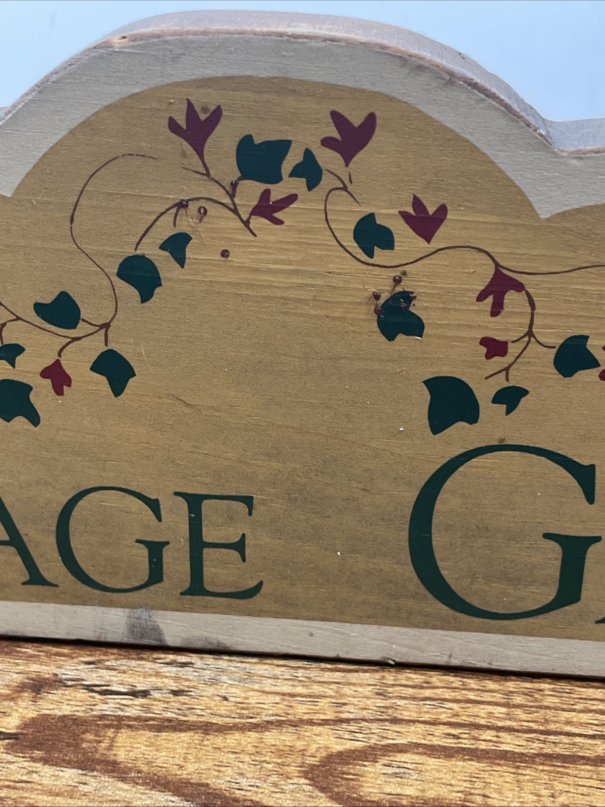 Vintage Wood Cottage Garden Sign Hand Painted Wooden Plaque Plinth Shabby Chic