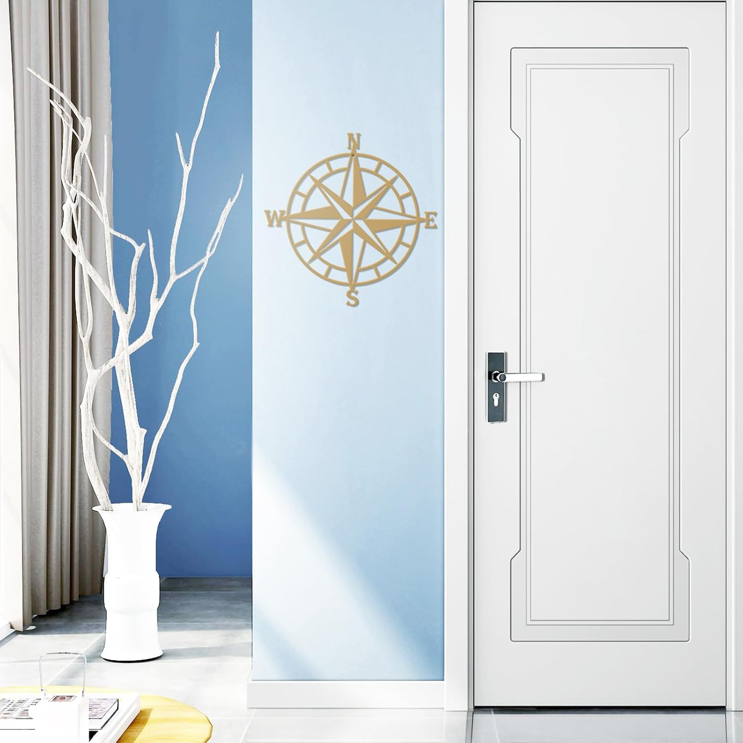 ESTART 11 Inches Metal Decorative Nautical Compass Wall Decor, Living Room
