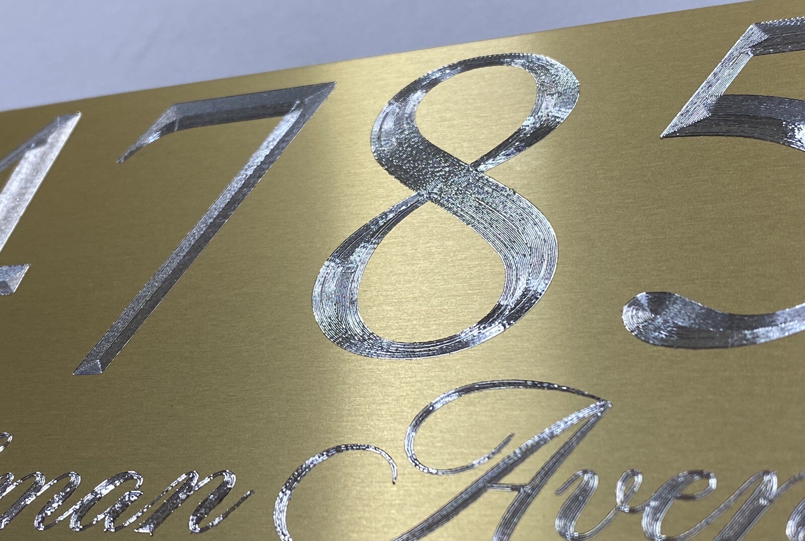 Engraved Personalized Custom House Number Street Address Metal 8×4 Gold Sign