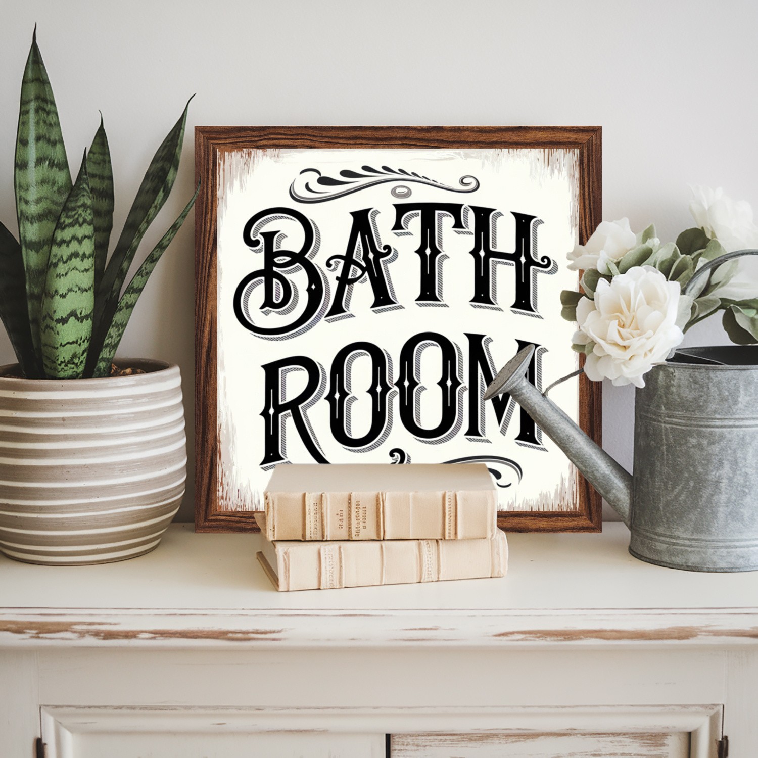 2D Bath Room Wood Framed Sign Bathroom Decor Signs Gift Hot Tub Wall Decoration