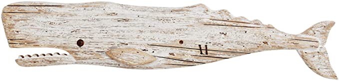 Wooden Fish Wall Hanging Decor Rustic Nautical Whale Beach Theme Home Decoration