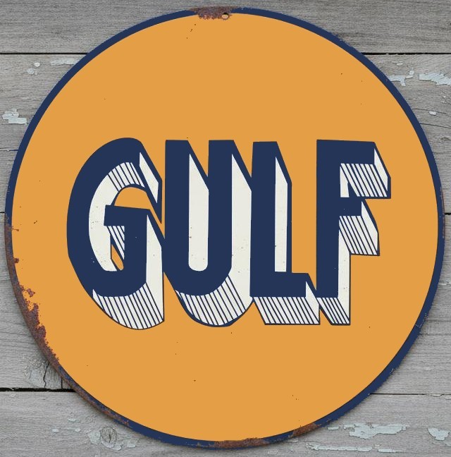Gulf Gas & Oil 8″ Diameter Vintage Novelty Metal Sign Made In USA New!