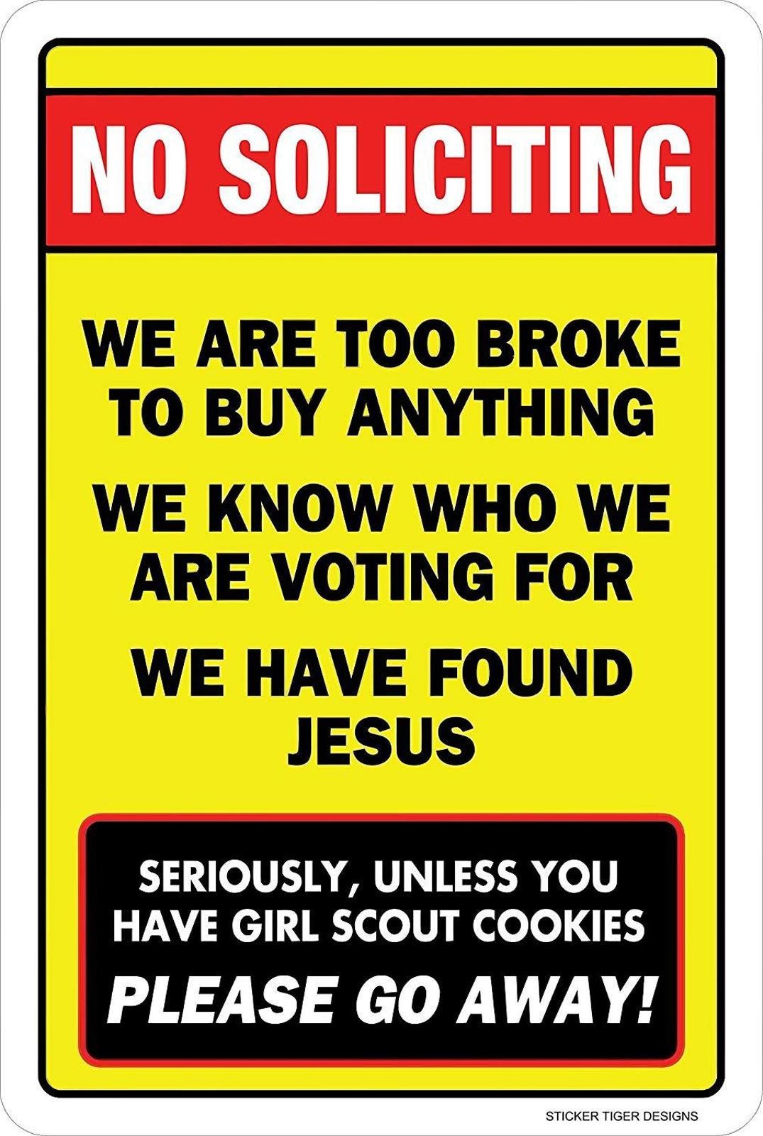 No Soliciting Sign Sticker Tiger Aluminum Sign 8×12 Funny Metal Plaque