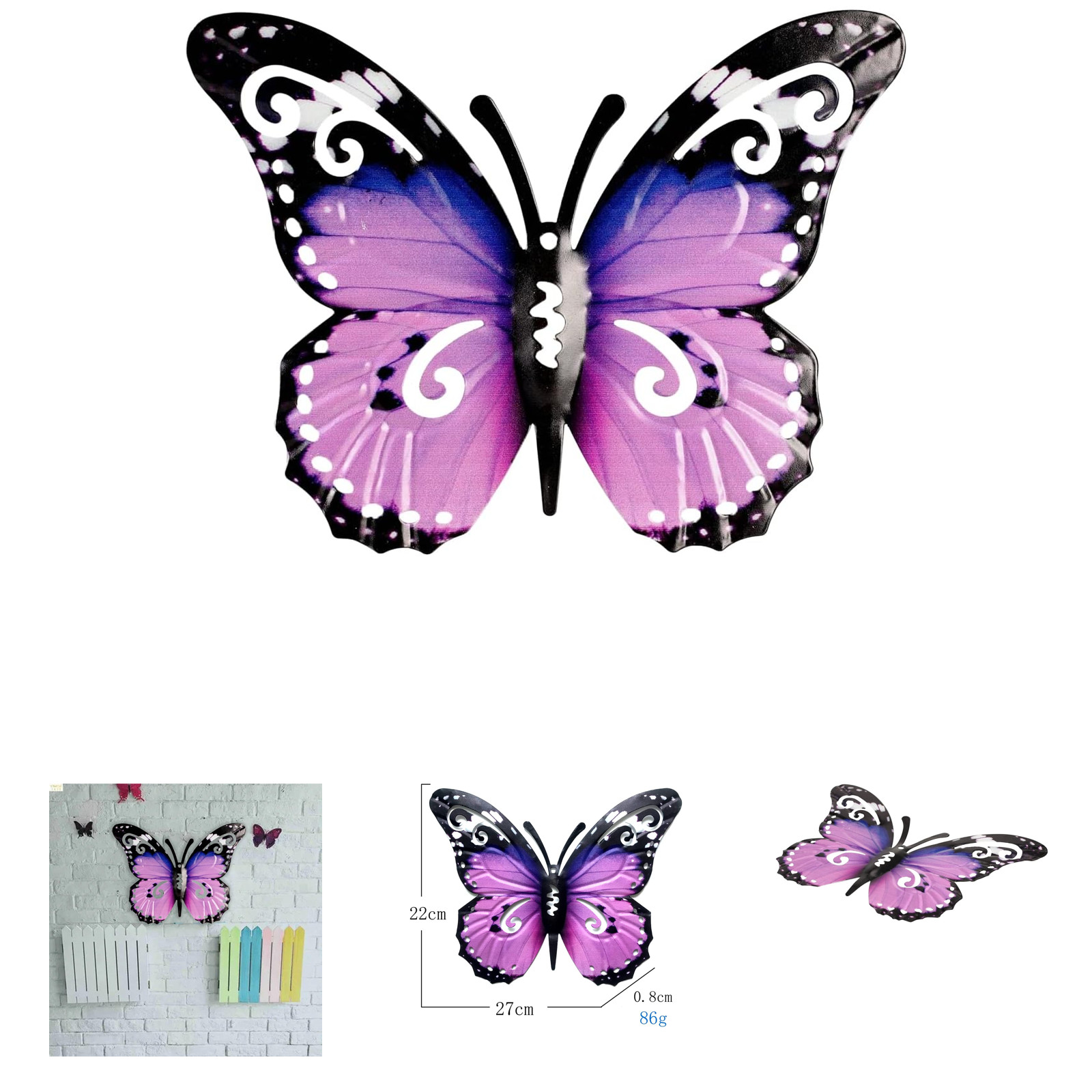 3D Metal Butterfly Wall Art Decoration Indoor Outdoor Garden Hanging Sculpture
