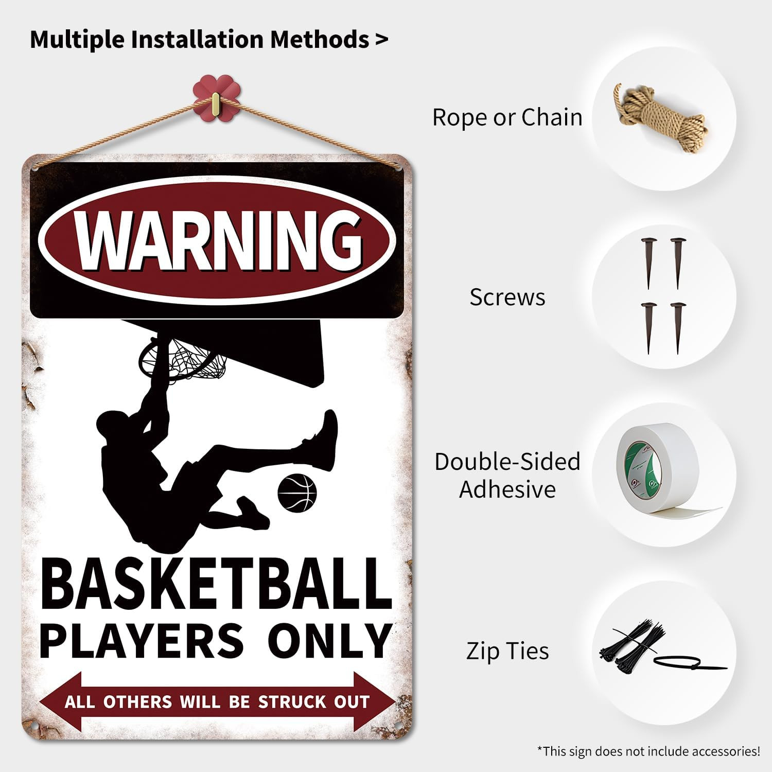 Basketball Decor Gifts Vintage Metal Tin Sign Poster for Boys Room Kids Bedroom