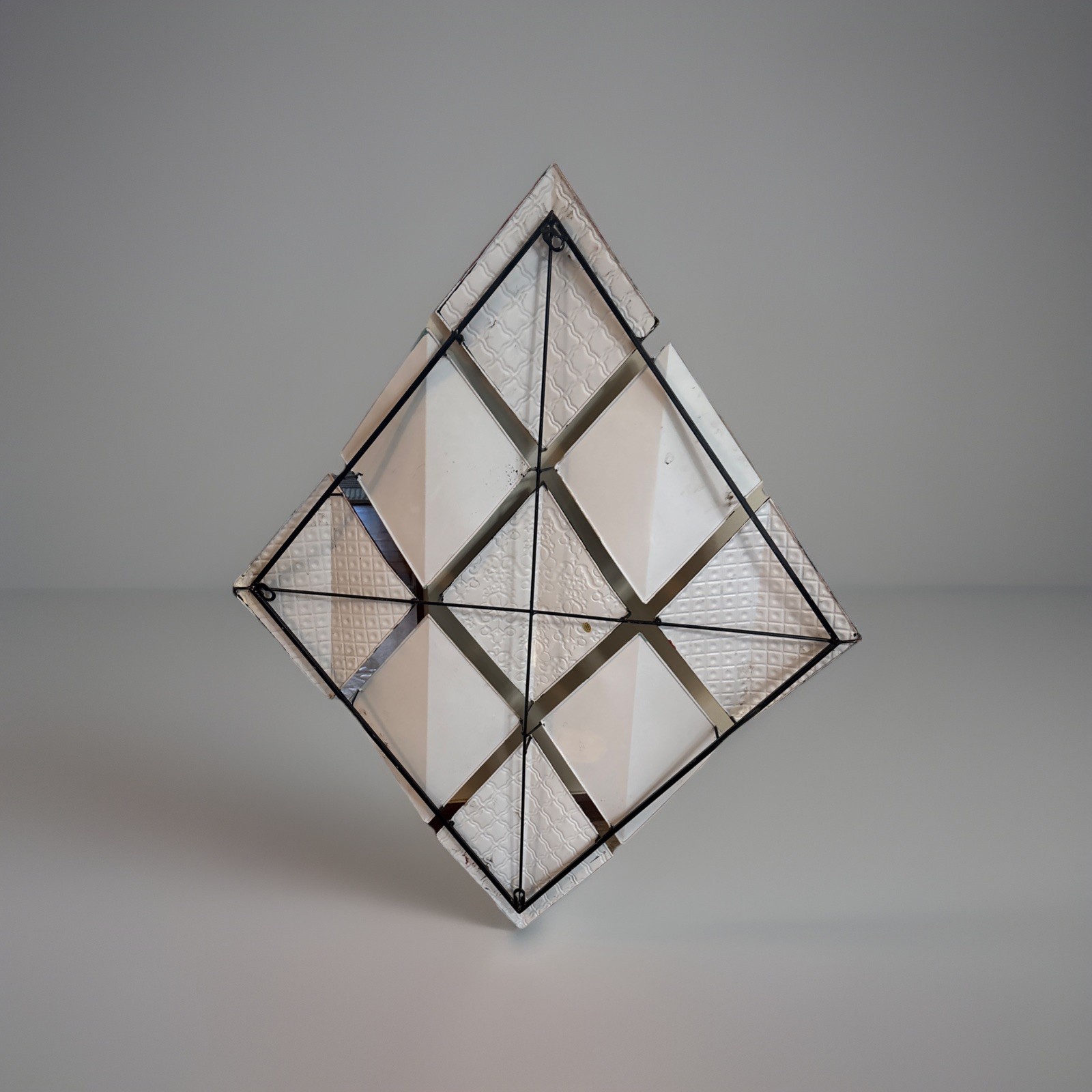 Vintage Metal Diamond Wall Art 40×30 Rustic Southwestern 3D Geometric Panels