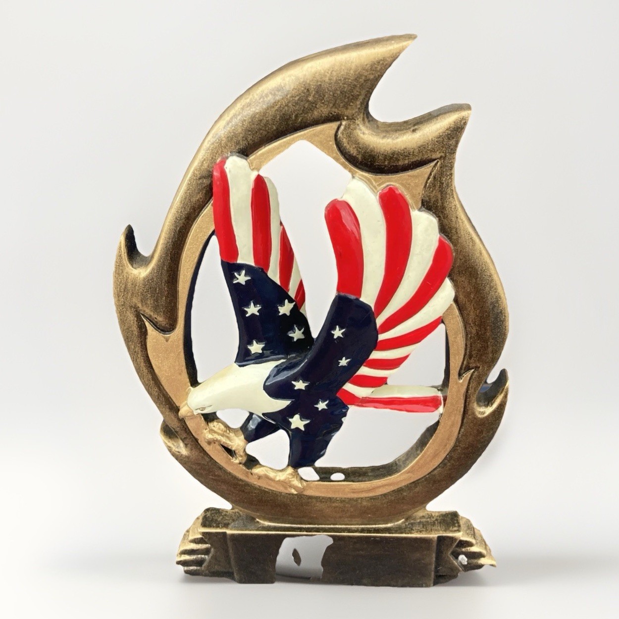 Patriotic Flame Series Eagle In Flames Trophy Red White & Blue Resin ROTC Awards