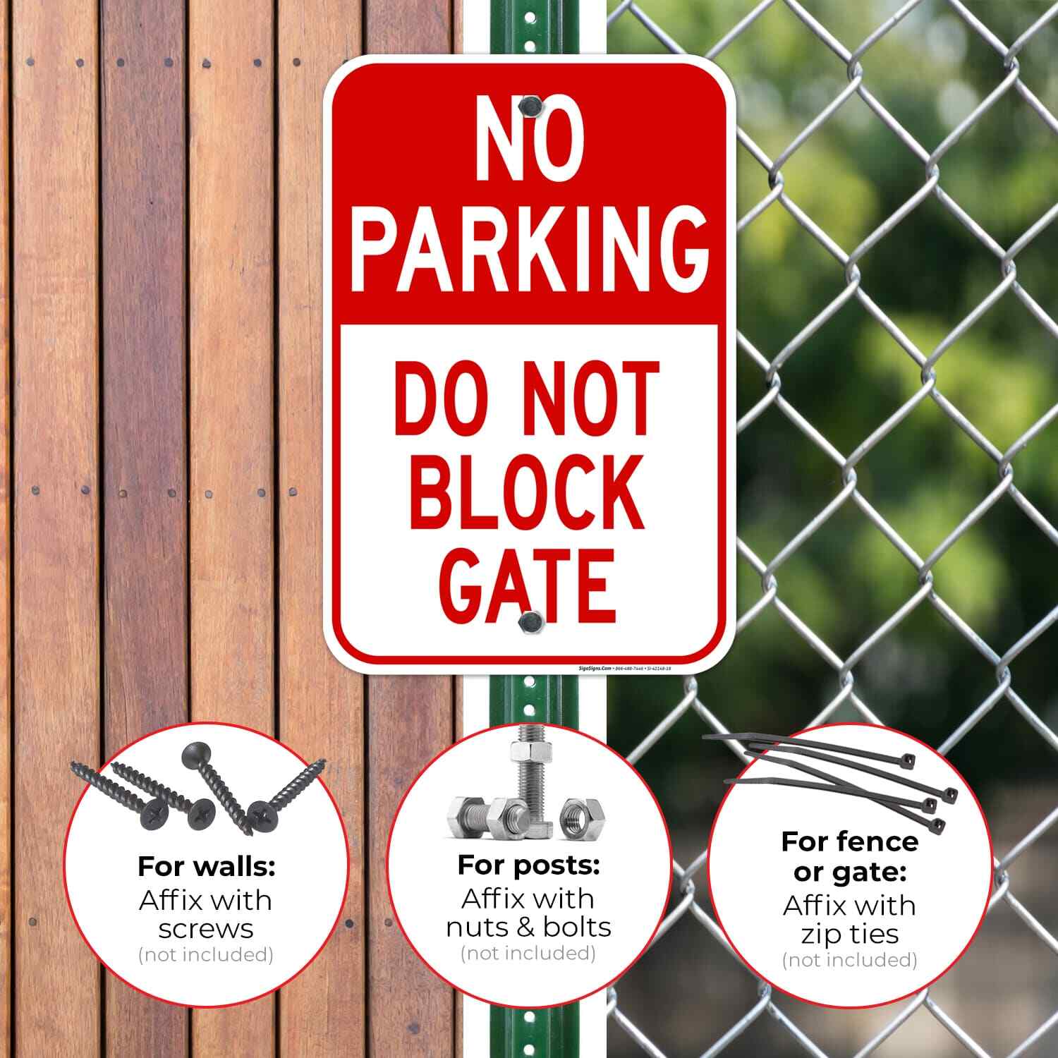 No Parking Sign, Do Not Block Gate Sign,