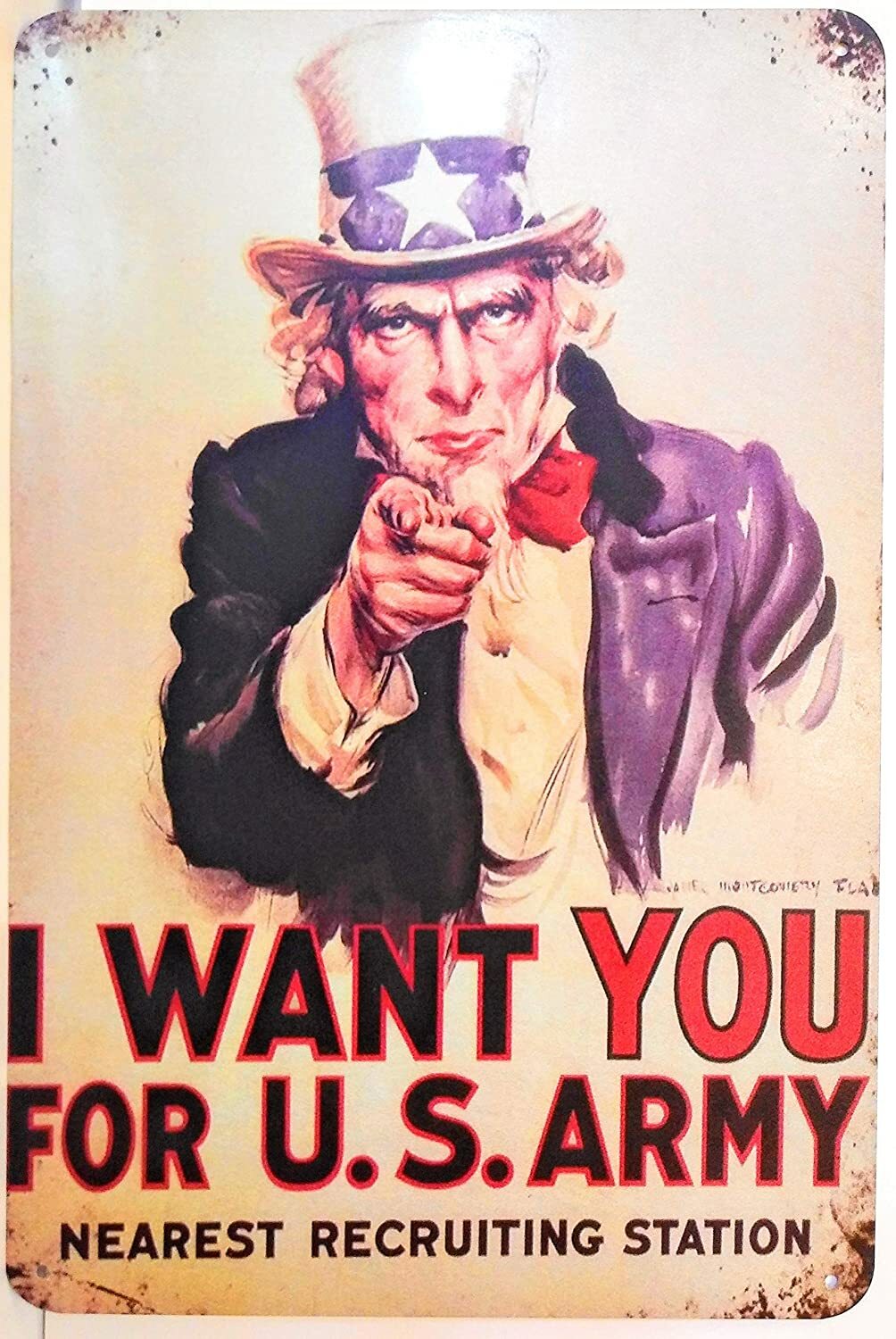 I Want You For The U.S Army Uncle Sam Recruiting Tin Sign