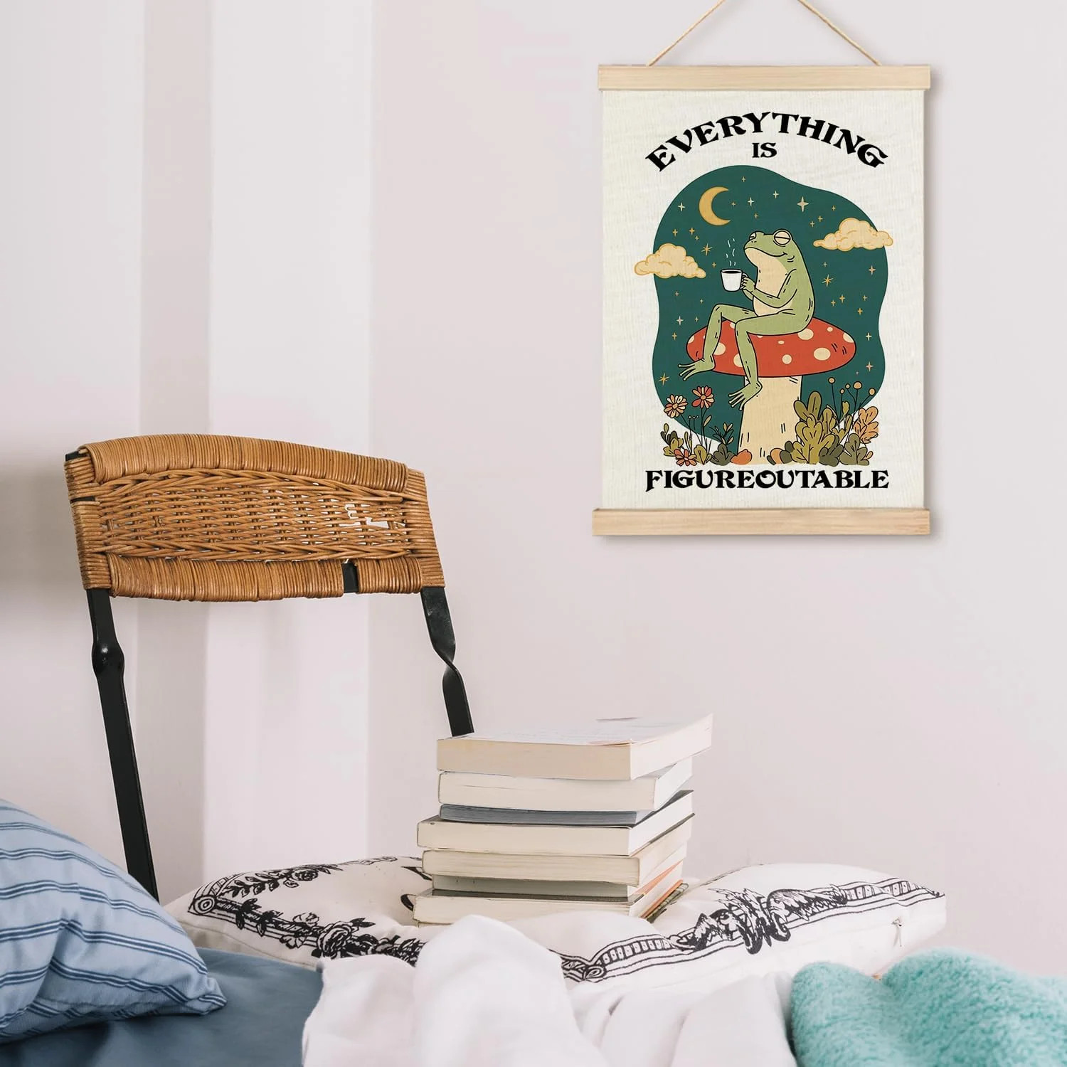 Cottagecore Frog Wall Art Inspirational Positive Affirmations Canvas Print 12×16