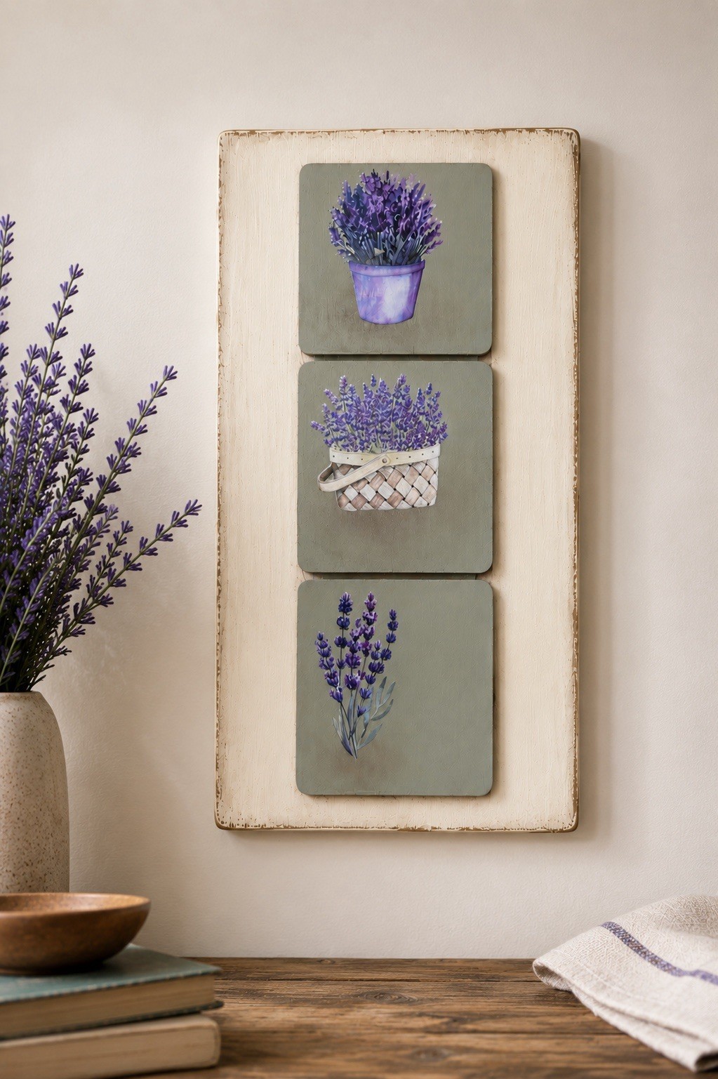 Lavender Wall Art Farmhouse Rustic Botanical Floral French Country Decor