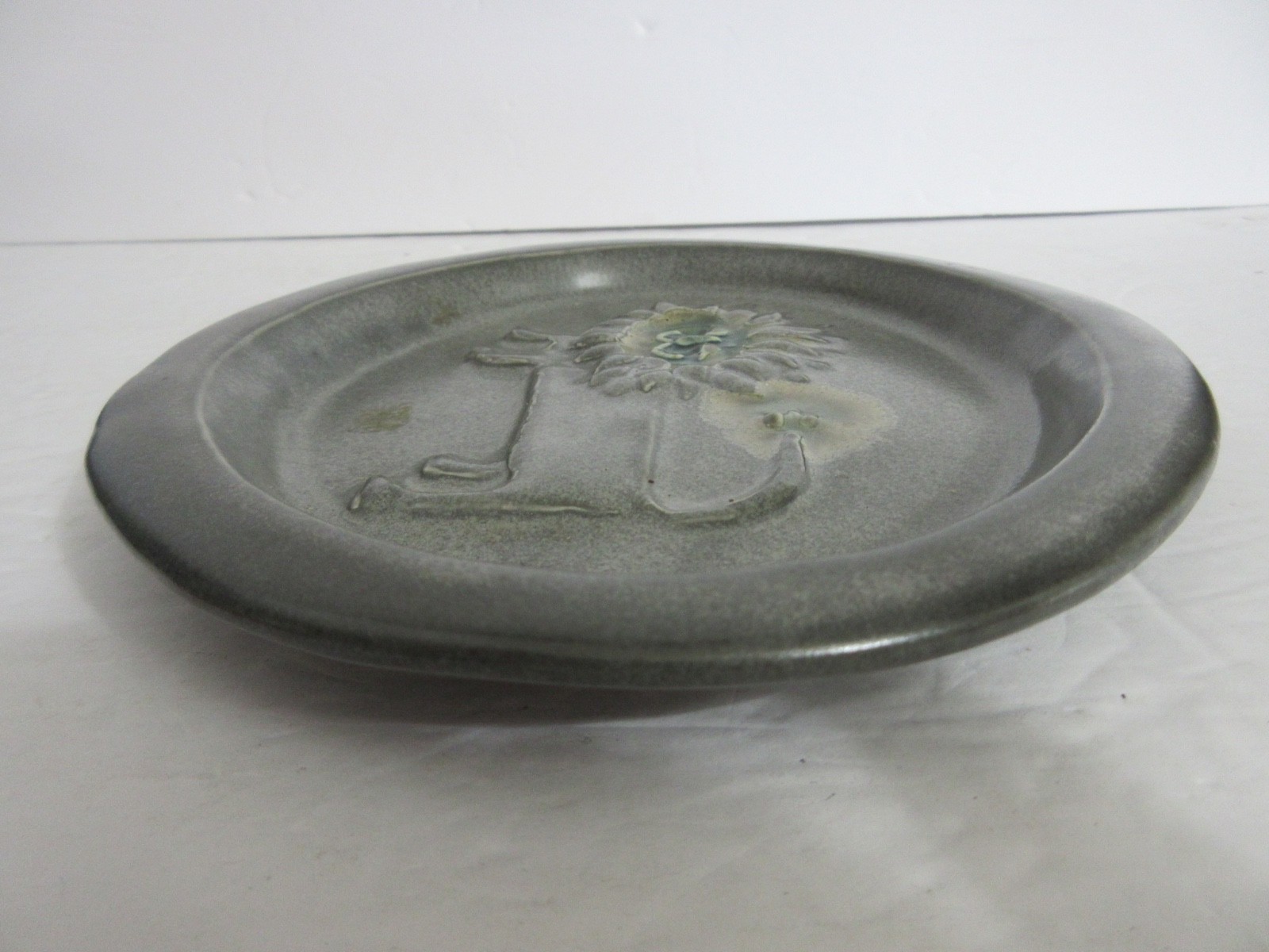 Vintage Bennington Pottery Vermont Oval LION Wall Plaque Plate – Gray / Blue
