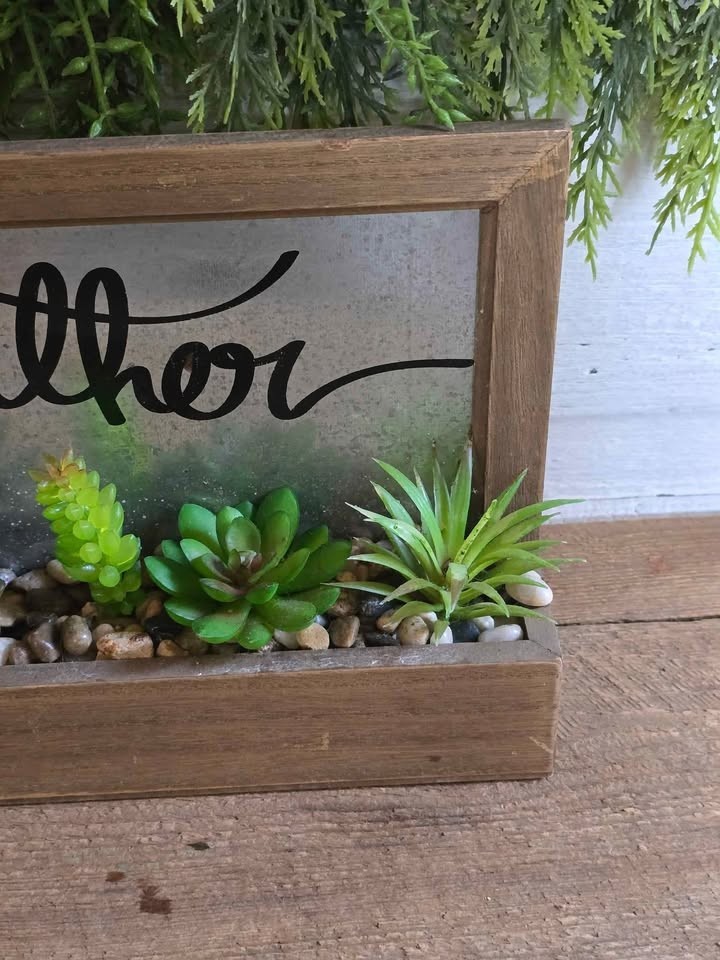 Primitive Galvanized Gather Box Succulent Arrangement Farmhouse Box Wall Decor
