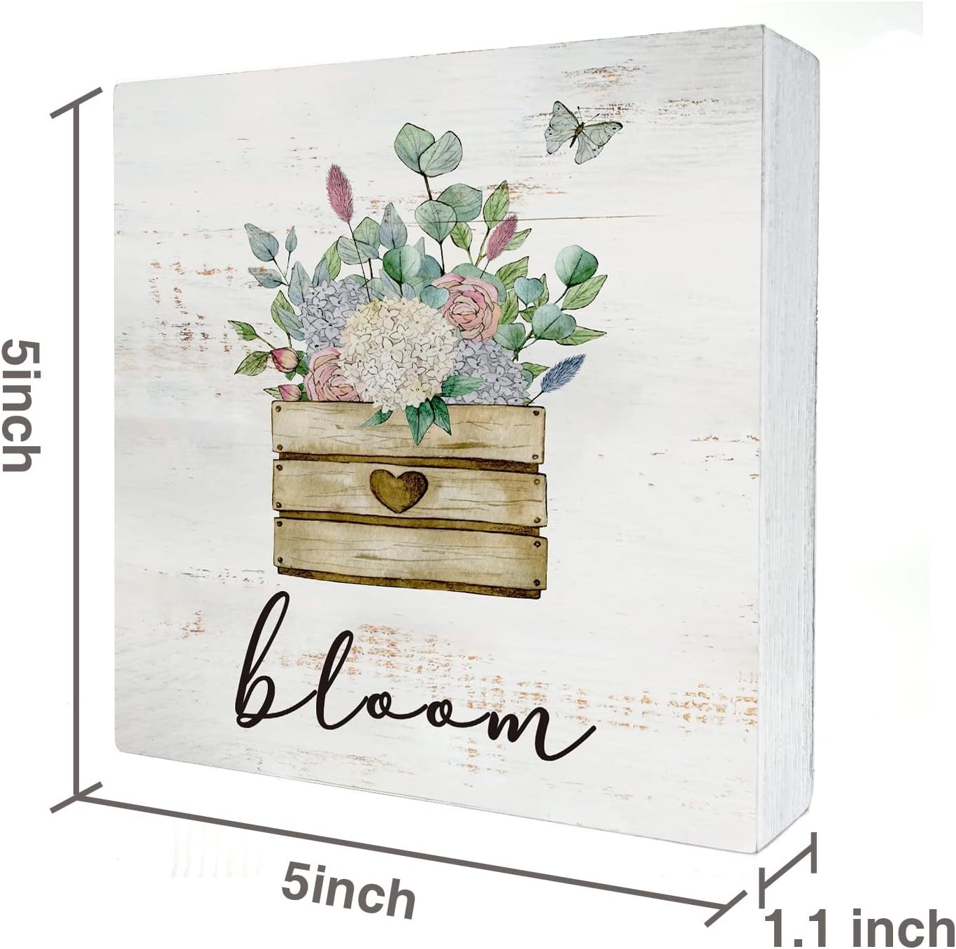 Charming 5×5 Bloom Wood Sign – Versatile Rustic Home Decor for Every Occasion