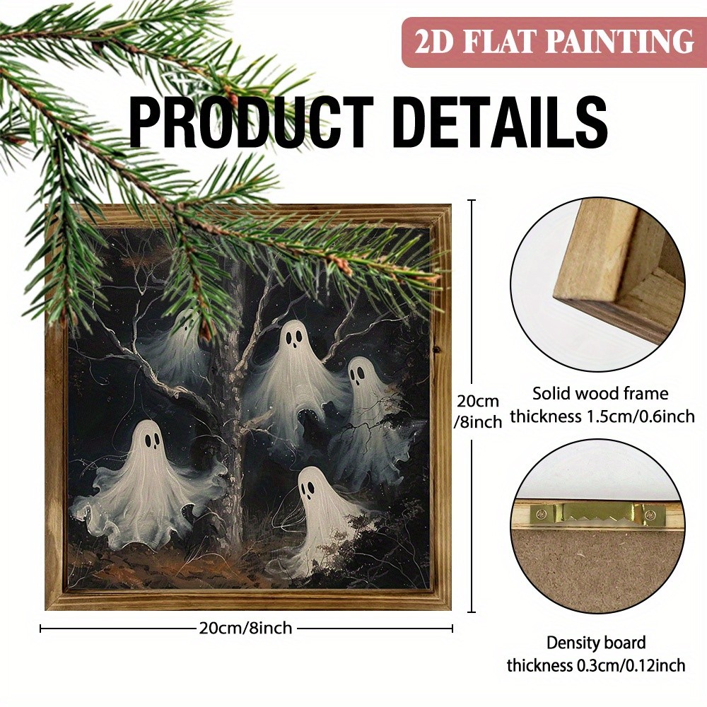 Halloween Spooky Ghost Dead Tree Dark Rustic Wooden Wall Art Sign
