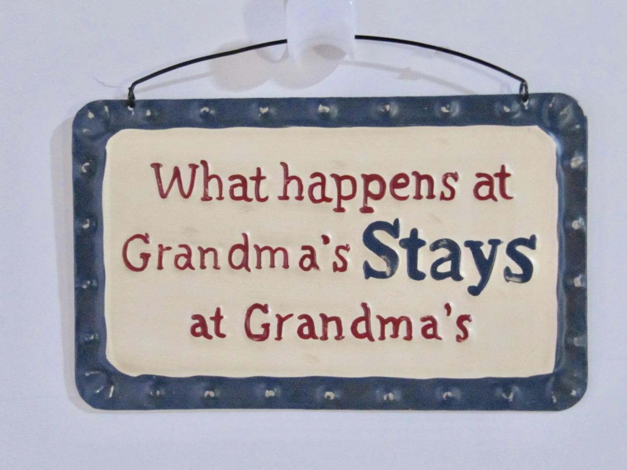 Sign What Happens at Grandmas Stays at Grandmas Sign Hanging Metal 9×5.5 in. New