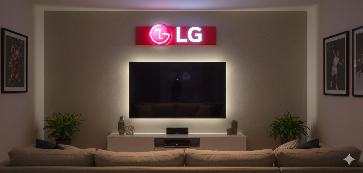 42′ Custom LG Red Illuminated Marquee Sign – Home Theater / Man Cave Decor