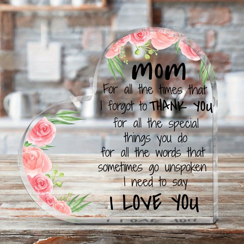 4*4in A Modern Graphic Design Featuring A Heart-Shaped Acrylic Decor for Mom