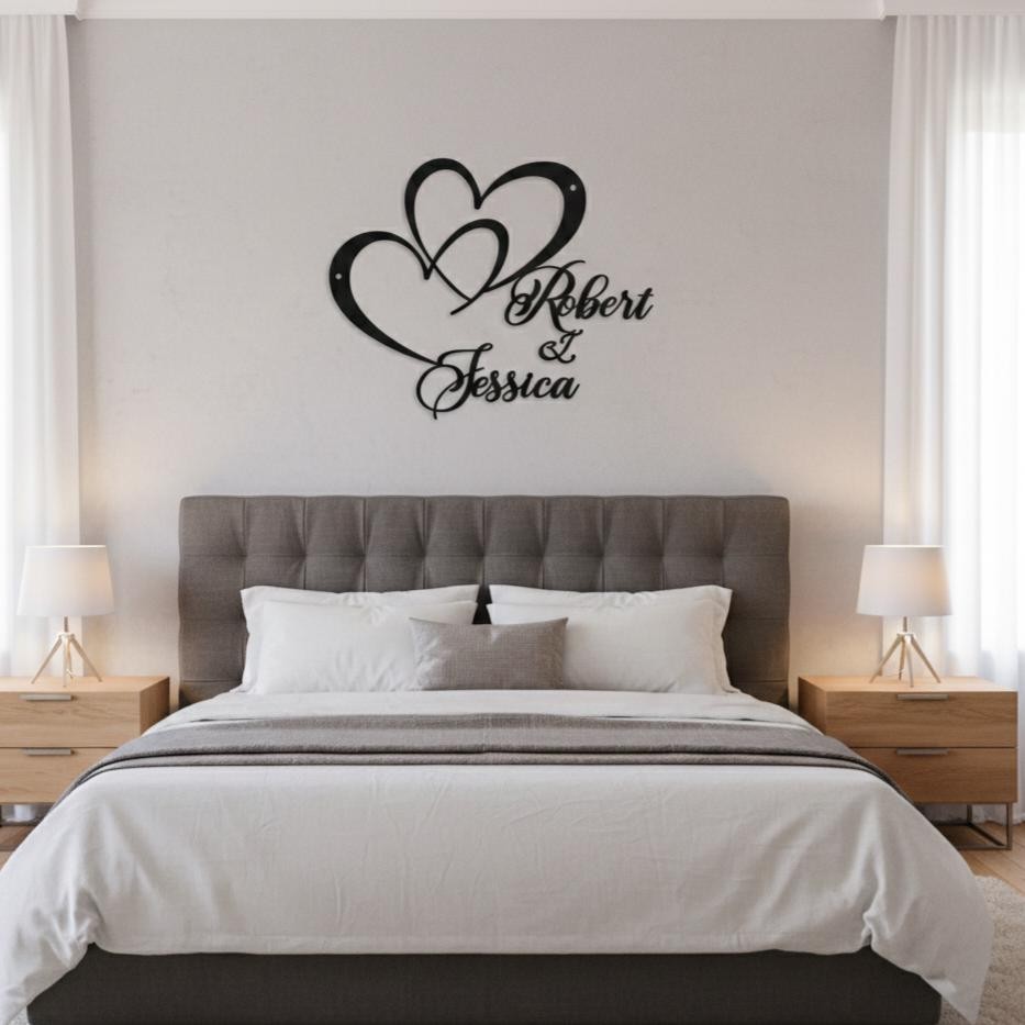 Custom Infinity Heart Name Metal Sign Personalized Couple Decor