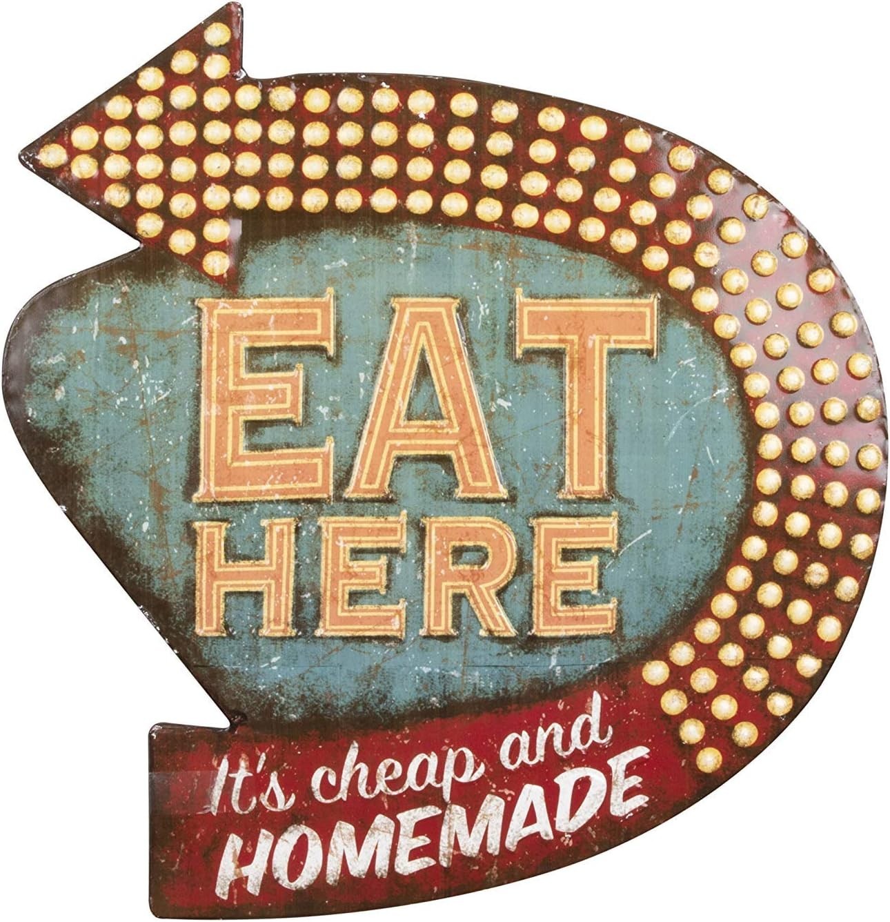 Fun Retro Wall Decor – Multicolor “Eat Here” Sign