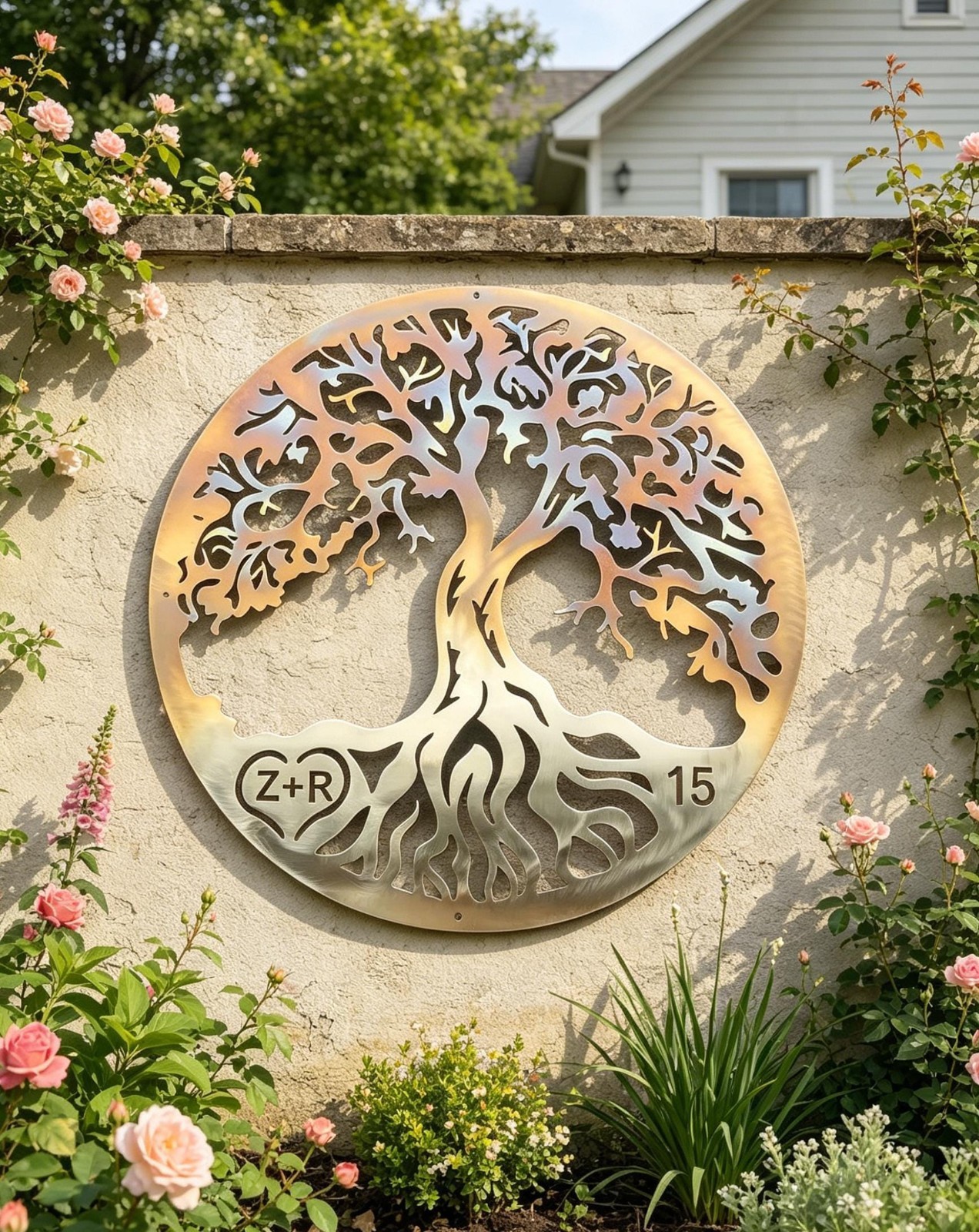 Personalized Tree of Life – Carved Initial Tree Decor – 11th Anniversary Gift