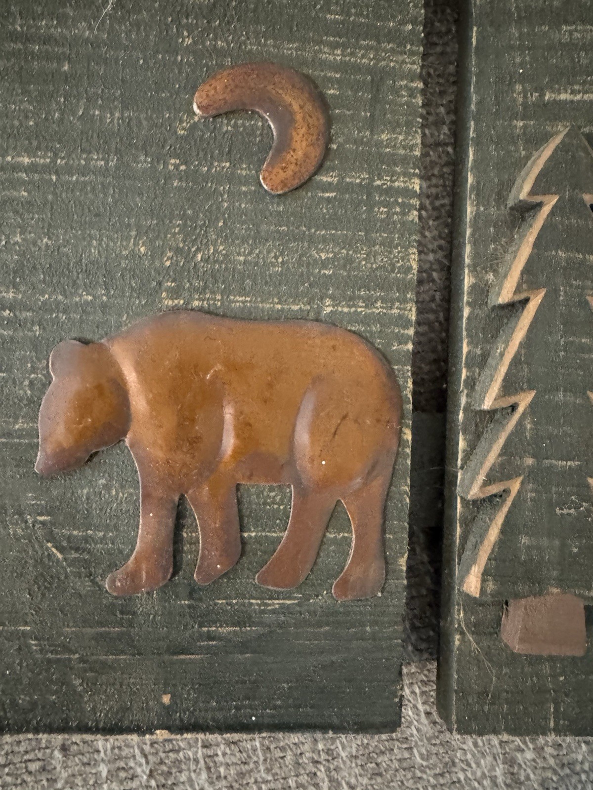 Vintage Bear Welcome Sign Lodge Decor Cabin Rustic Home Wood Tin