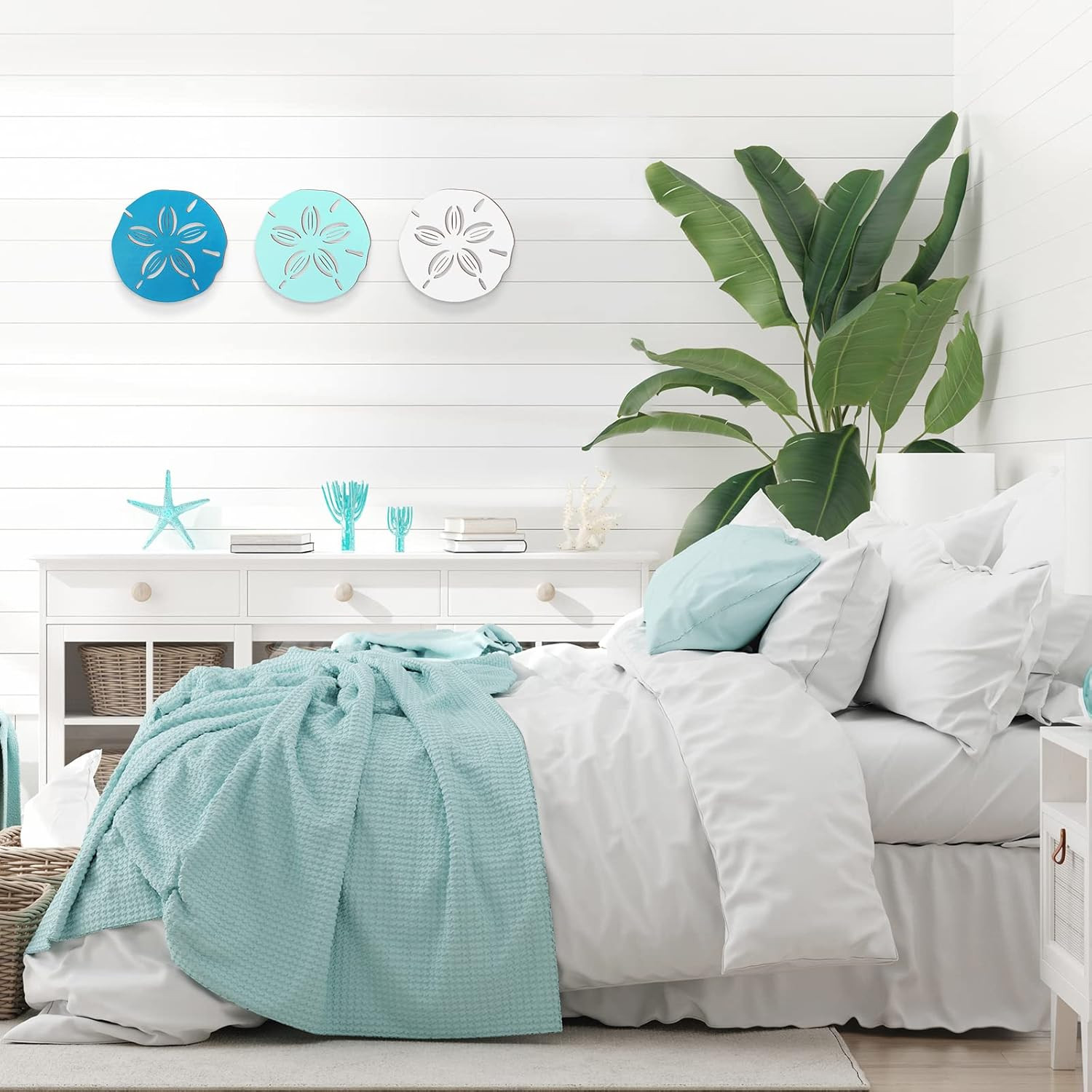 Jetec 3 Pcs Sand Dollar Wall Decor Summer Coastal Bathroom Wall Decor Art Beach